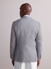 Light Grey Slim Fit Nova Fides Italian Fabric Textured Cotton Blend Blazer - Image 3 of 5