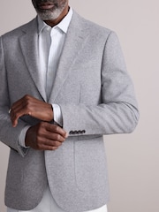 Light Grey Slim Fit Nova Fides Italian Fabric Textured Cotton Blend Blazer - Image 5 of 5
