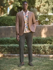 Brown Regular Fit Cotton Blend Blazer With Linen and Lyocell - Image 2 of 10