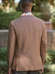 Brown Regular Fit Cotton Blend Blazer With Linen and Lyocell - Image 3 of 10