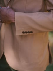 Brown Regular Fit Cotton Blend Blazer With Linen and Lyocell - Image 4 of 10