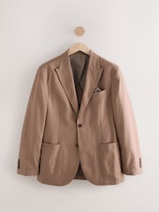 Brown Regular Fit Cotton Blend Blazer With Linen and Lyocell - Image 6 of 10