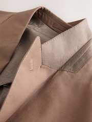 Brown Regular Fit Cotton Blend Blazer With Linen and Lyocell - Image 9 of 10