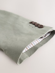 Sage Green Regular Fit Cotton Blend Blazer With Linen and Lyocell - Image 9 of 10