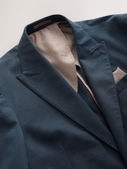 Navy Regular Fit Cotton Blend Blazer With Linen and Lyocell - Image 10 of 12