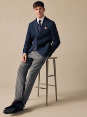 Navy Regular Fit Cotton Blend Blazer With Linen and Lyocell - Image 2 of 12