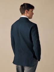 Navy Regular Fit Cotton Blend Blazer With Linen and Lyocell - Image 3 of 12