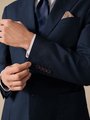 Navy Regular Fit Cotton Blend Blazer With Linen and Lyocell - Image 5 of 12