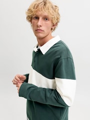 Jack & Jones חולצת פולו רוגבי בגזרה נינוחה בדוגמת קוביות צבע - תמונה 3 מתוך 8