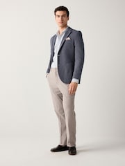 Navy Blue Slim Fit Herringbone Jersey Blazer - Image 2 of 11