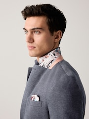 Navy Blue Slim Fit Herringbone Jersey Blazer - Image 6 of 11