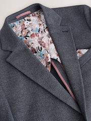 Navy Blue Slim Fit Herringbone Jersey Blazer - Image 9 of 11