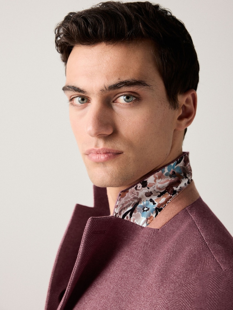 Pink Slim Fit Herringbone Jersey Blazer - Image 4 of 10