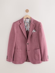 Pink Slim Fit Herringbone Jersey Blazer - Image 6 of 10