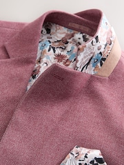 Pink Slim Fit Herringbone Jersey Blazer - Image 8 of 10