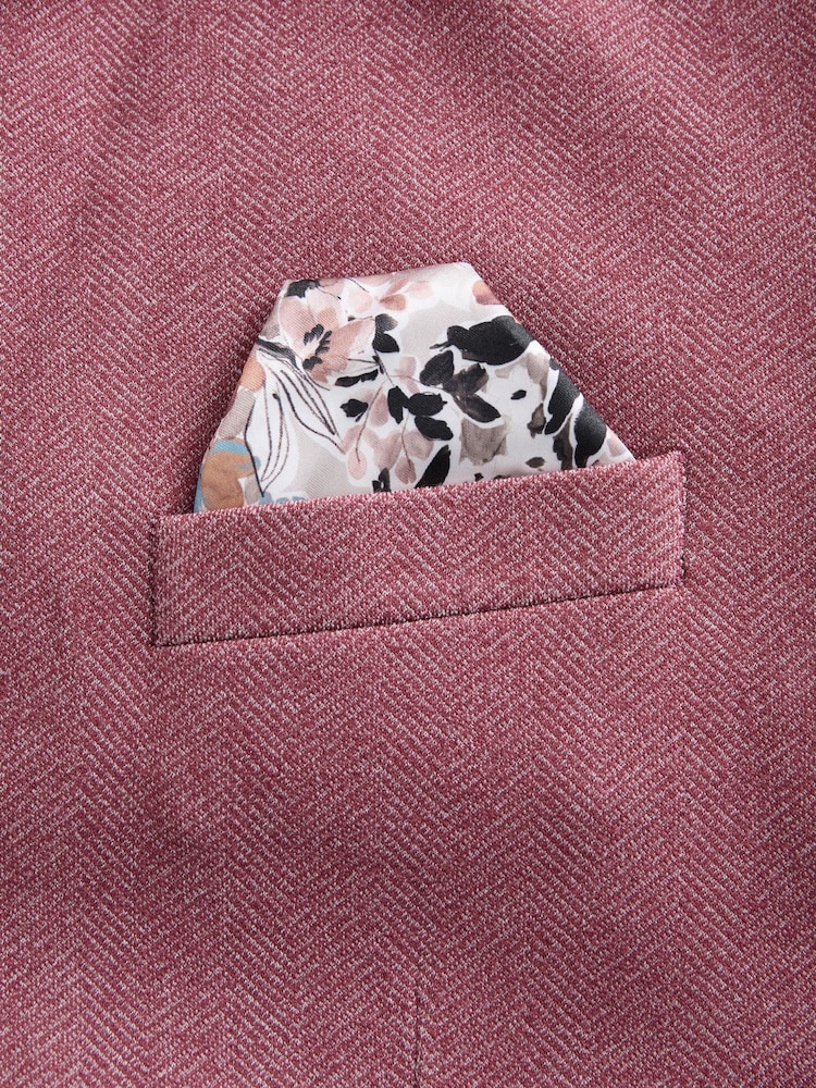 Pink Slim Fit Herringbone Jersey Blazer - Image 9 of 10