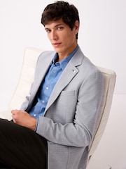 Light Grey Slim Fit Textured Smart Blazer - Image 1 of 9