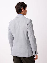 Light Grey Slim Fit Textured Smart Blazer - Image 2 of 9