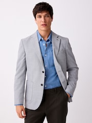 Light Grey Slim Fit Textured Smart Blazer - Image 3 of 9