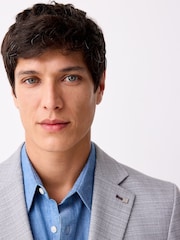 Light Grey Slim Fit Textured Smart Blazer - Image 4 of 9