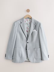 Light Grey Slim Fit Textured Smart Blazer - Image 5 of 9