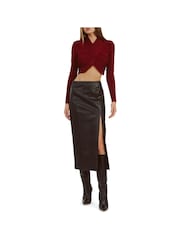 Bardot Black Dante Vegan Leather Midi Skirt - Image 2 of 5