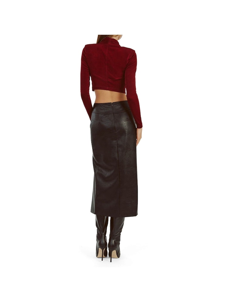 Jupe mi-longue Bardot Dante en cuir vegan - Image 3 of 5