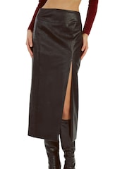 Bardot Black Dante Vegan Leather Midi Skirt - Image 4 of 5