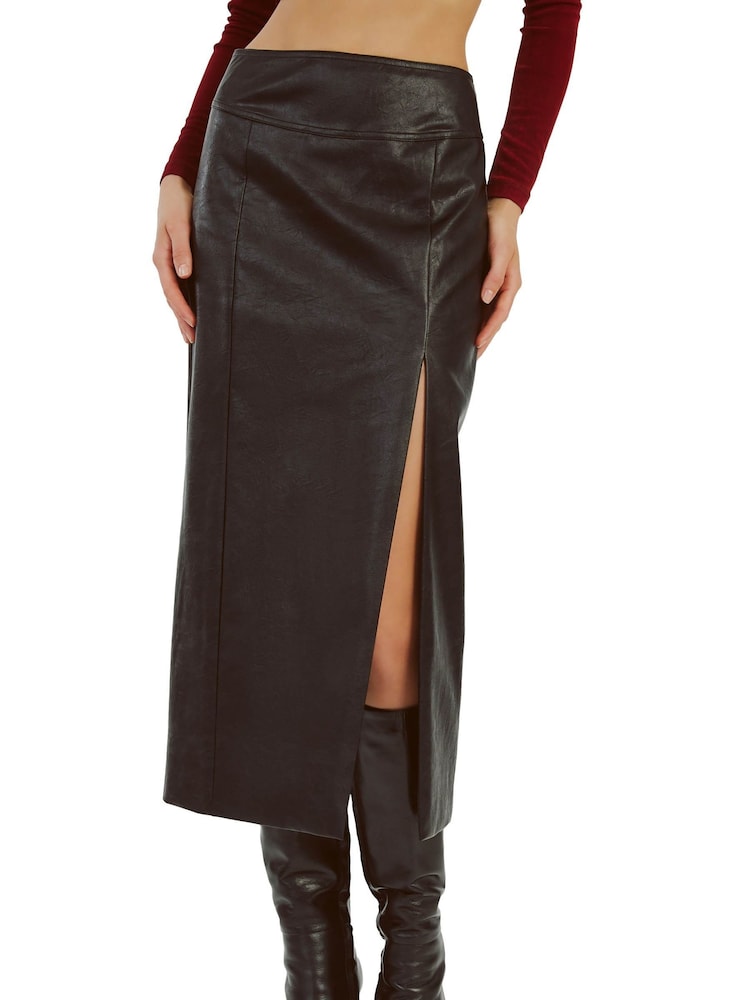 Jupe mi-longue Bardot Dante en cuir vegan - Image 4 of 5