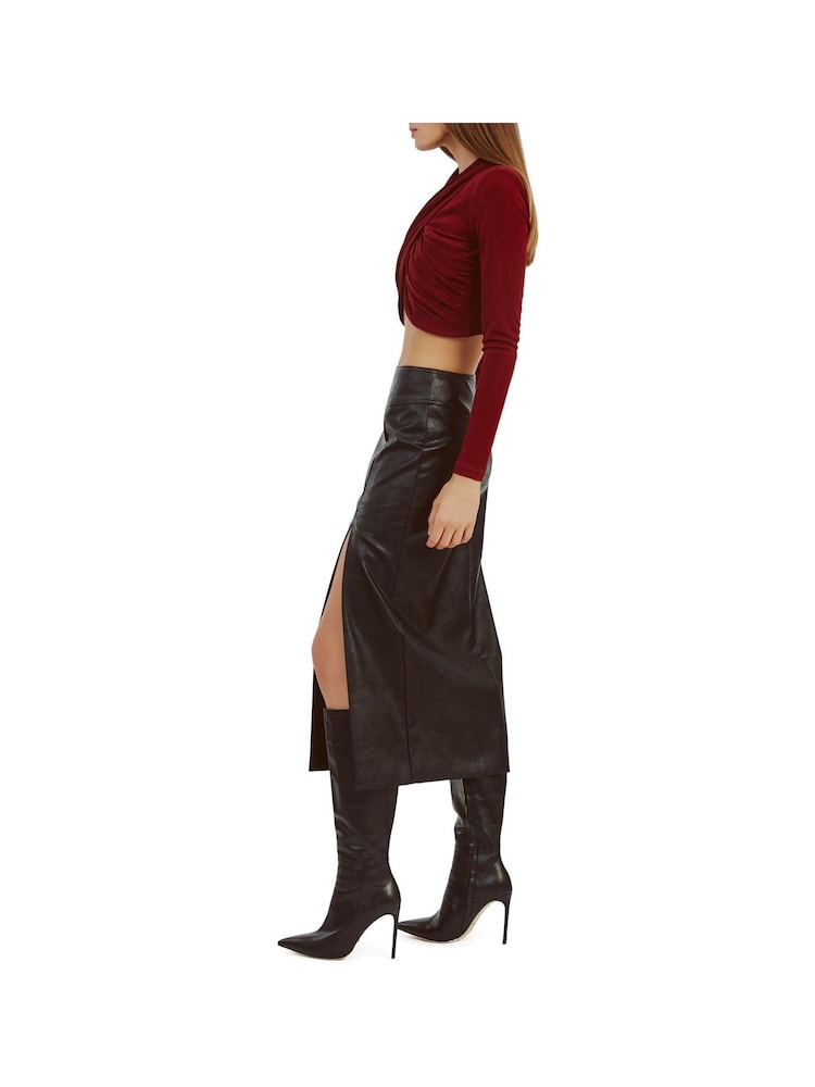 Bardot Black Dante Vegan Leather Midi Skirt - Image 5 of 5