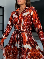 Girl In Mind Dark Orange Brielle Shirt Maxi Dress - Image 4 of 4