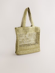Khaki Green Straw Shoulder Bag - Image 5 of 9