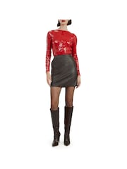 Bardot Black Alexis Vegan Leather Skirt - Image 2 of 5