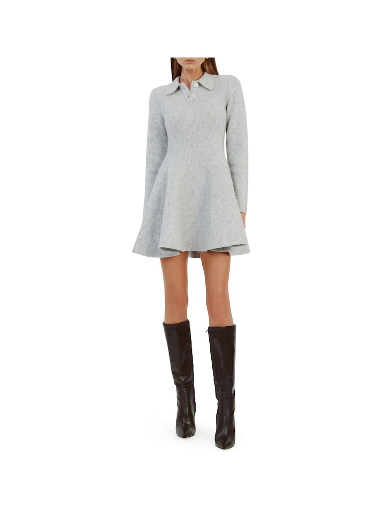 Bardot Grey Lexter Mini Volume Knit Dress - Image 2 of 5