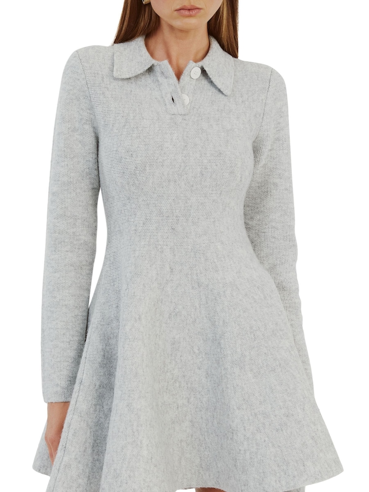 Bardot Grey Lexter Mini Volume Knit Dress - Image 5 of 5