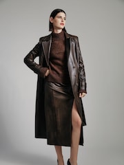 Bardot Brown Dante Vegan Leather Midi Skirt - Image 1 of 5