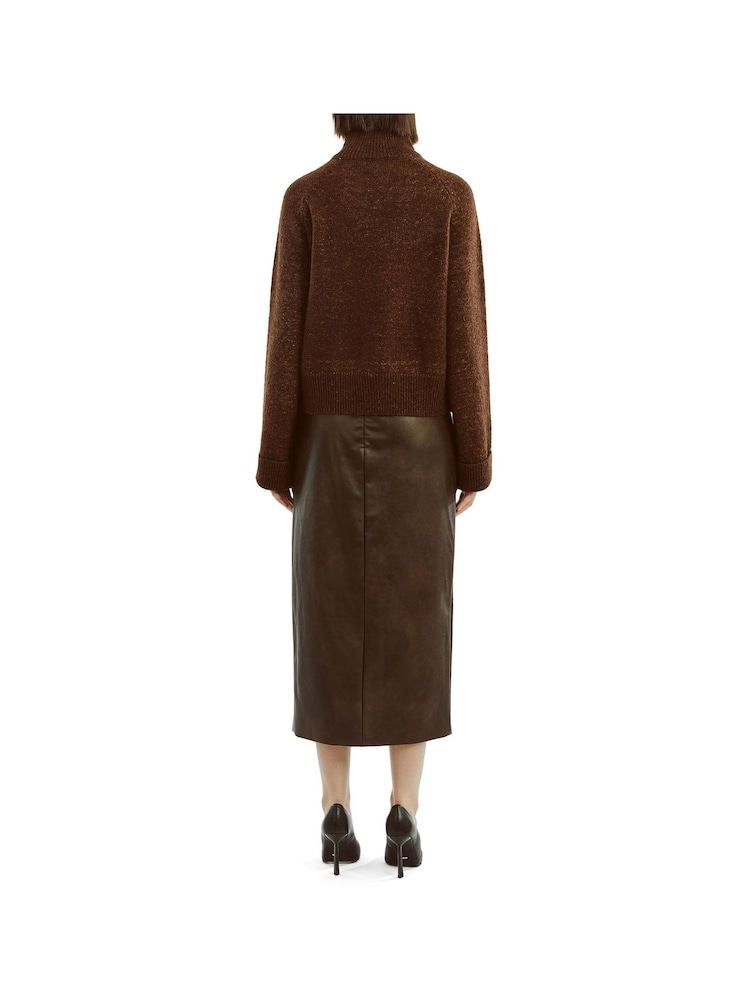 Bardot Brown Dante Vegan Leather Midi Skirt - Image 3 of 5