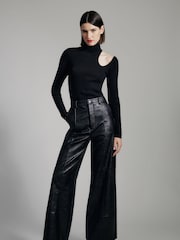 Bardot Black Olesa Asymmetric Knit Top - Image 1 of 5