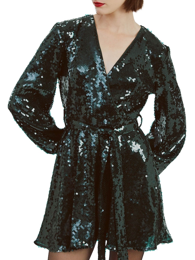Bardot Green Sequin Bellissa Dress - Image 4 of 5