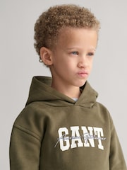 Зеленый - GANT Kids Arch Script 100% Cotton Hoodie - Изображение 3 из 4