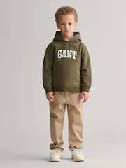 Зеленый - GANT Kids Arch Script 100% Cotton Hoodie - Изображение 4 из 4