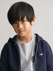 GANT Blue Kids Shield Zip Hoodie - Image 4 of 7