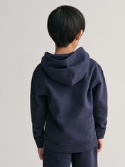 Синий - GANT Kids Arch Script 100% Cotton Hoodie - Изображение 2 из 8