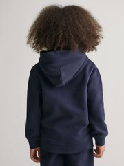 Синий - GANT Kids Arch Script 100% Cotton Hoodie - Изображение 6 из 8