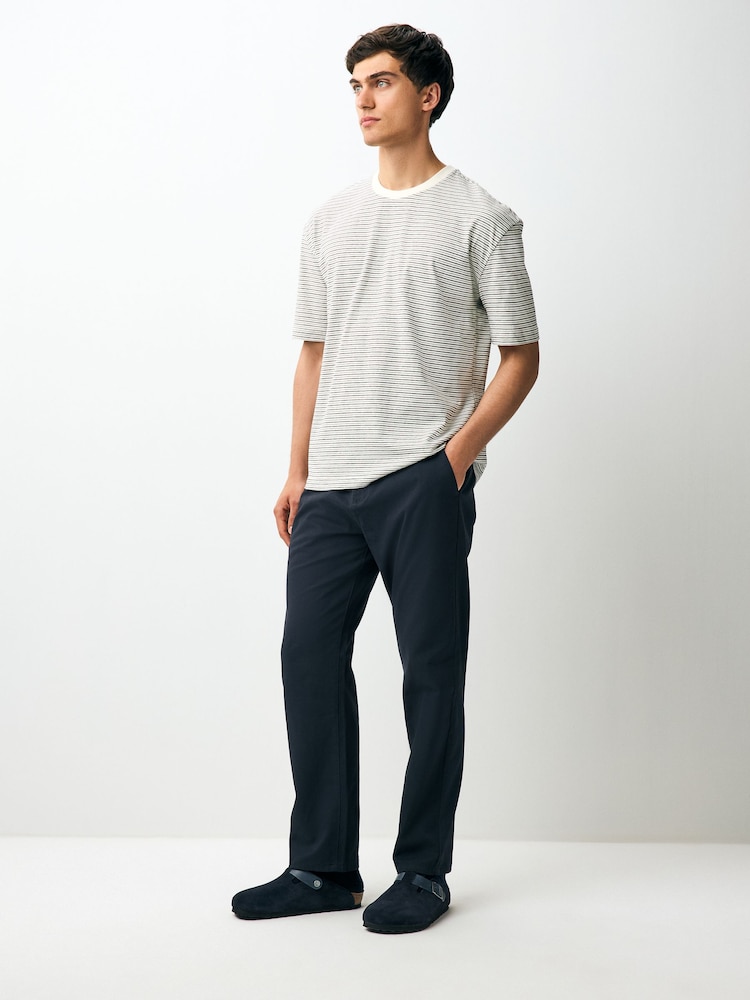 Dark Navy Straight Chino 100% Cotton Trousers - Image 2 of 2