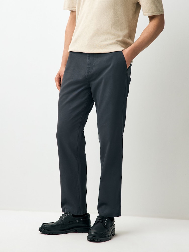 Charcoal Grey Straight Chino 100% Cotton Trousers - Image 1 of 1