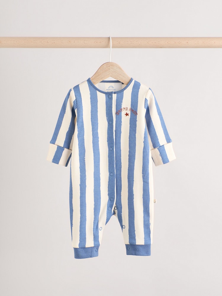 Crème/bleu - Combinaisons de nuit sans pieds pour bébés 3 Pack (0mois-3ans) - Image 6 of 12