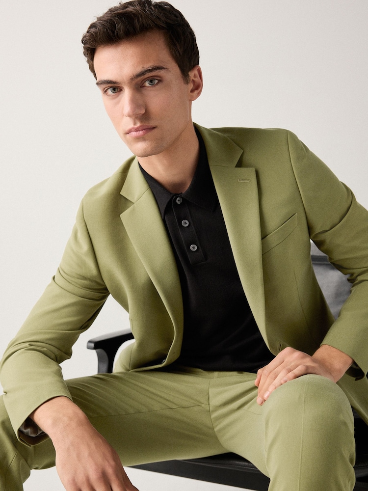 Khaki Green Skinny Fit Motionflex Stretch Suit Jacket - Image 3 of 10