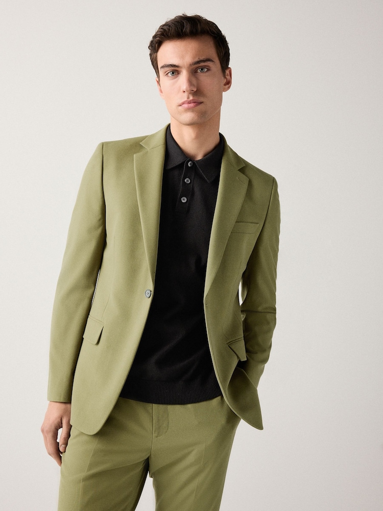 Khaki Green Skinny Fit Motionflex Stretch Suit Jacket - Image 5 of 10