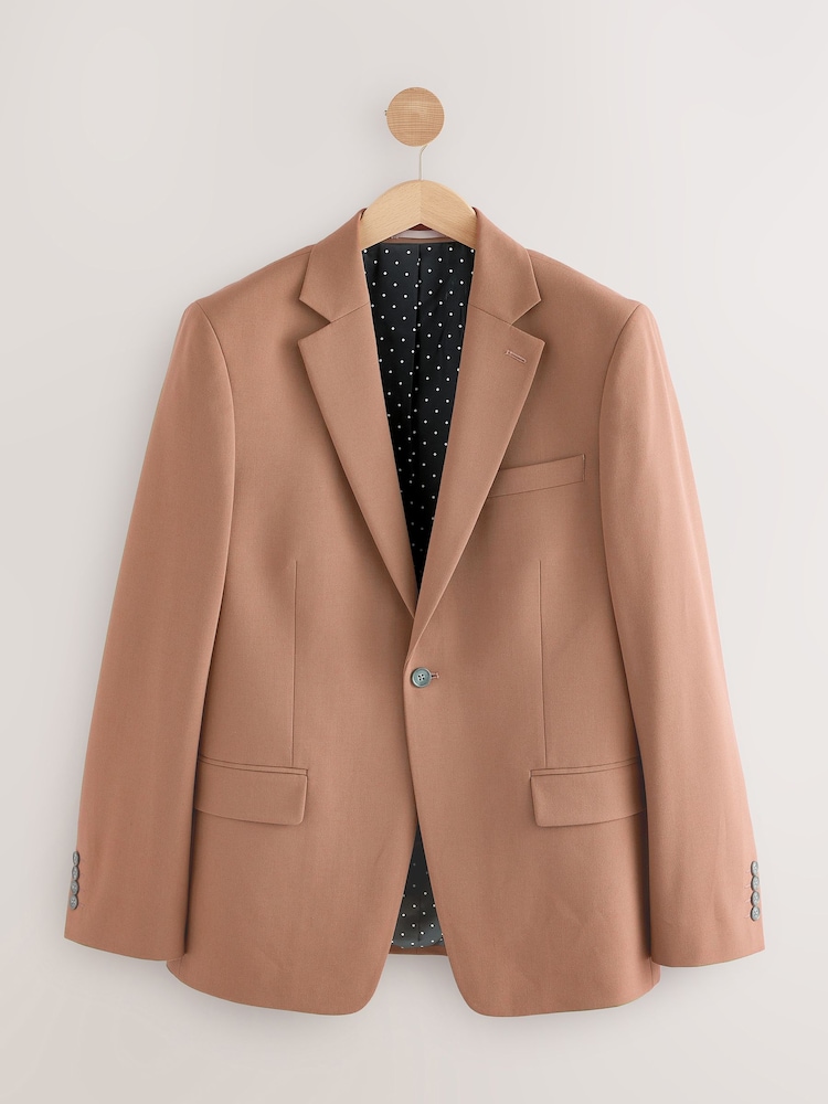 Tan Brown Skinny Fit Motionflex Stretch Suit Jacket - Image 1 of 5